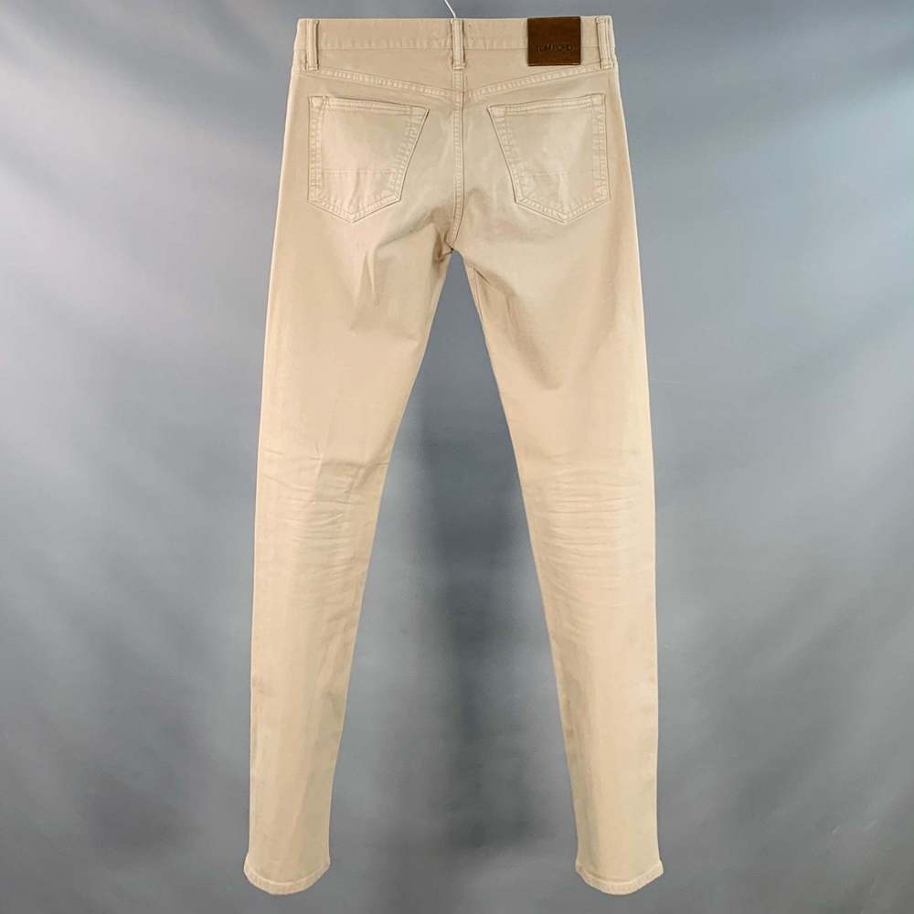 TOM FORD Khaki Cotton Blend Twill Button Fly Jeans - Picture 2 of 7